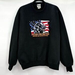 Ducks Unlimited American Outfitters Embroidered Vintage Sweatshirt Black USA XL?